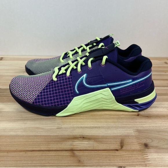 NEW Nike Metcon 8 AMP Workout Training Shoes Mens 12 Deep Purple Barely Volt - Picture 4 of 11
